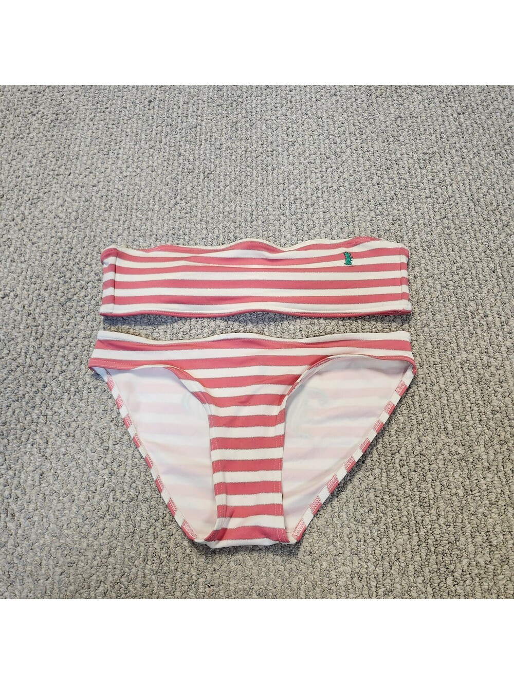 Juicy Couture Pink and White Striped Bandeau Bikini Set Size Medium